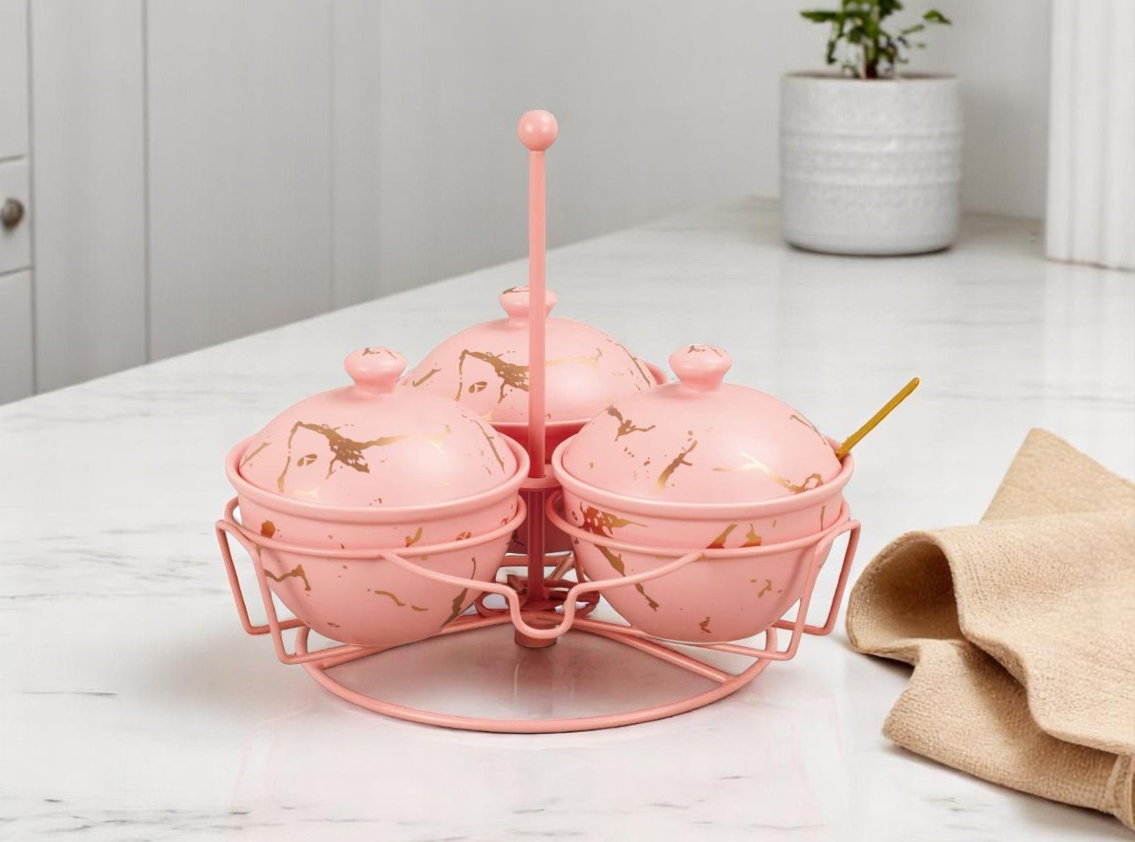 BM715 Pink Tempat Sambal Dengan Motif Marmer